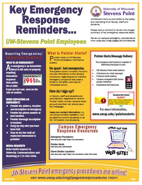 Key Emergency Response Reminders Handout