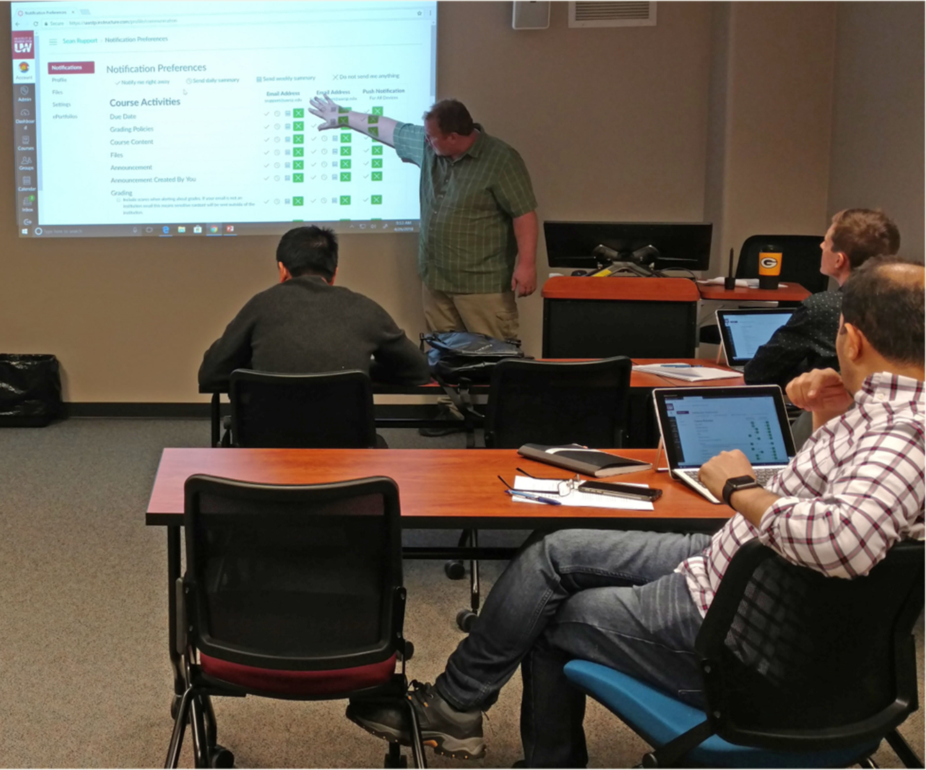 teaching in a classroom
