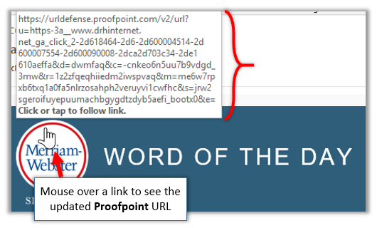 Converted Proofpoint URL in email