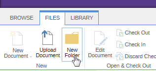 The create a folder button in the ribbon menu