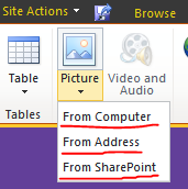 Photo showing the three options for adding a picture.