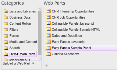 Easy Panels sample panel web part