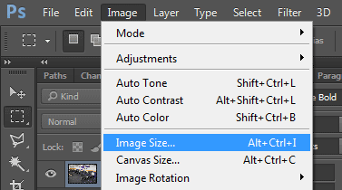 image menu in Photoshop