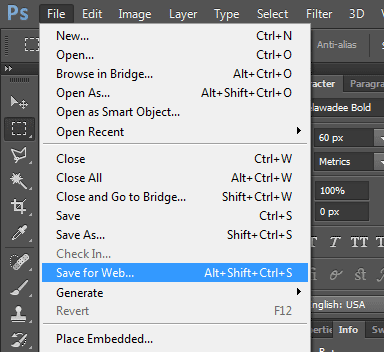 Photoshop file menu