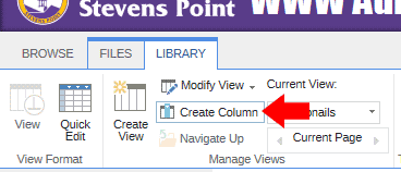 create new column button in a picture library