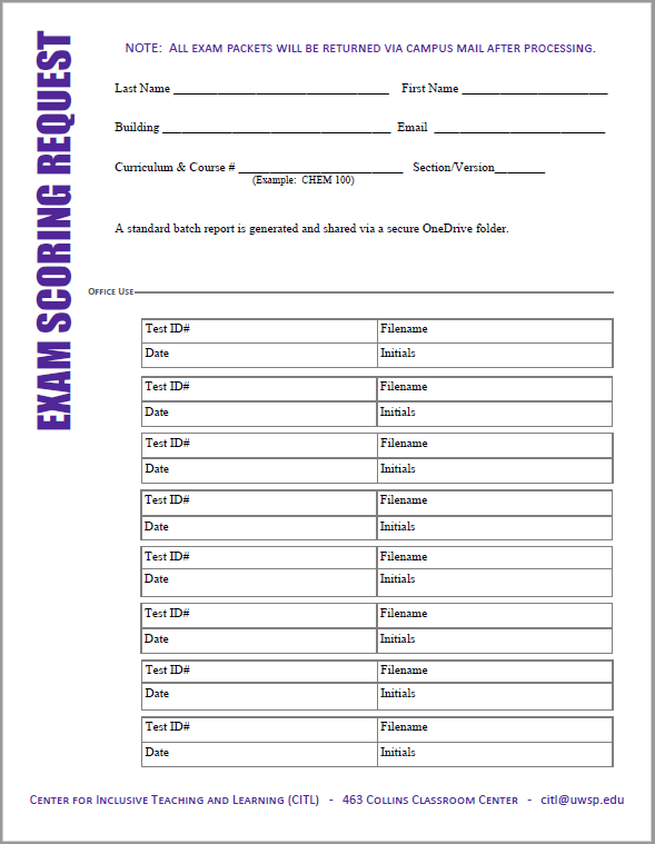 exam scoring request form