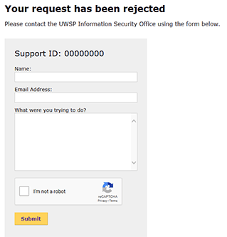 image of the request rejected form