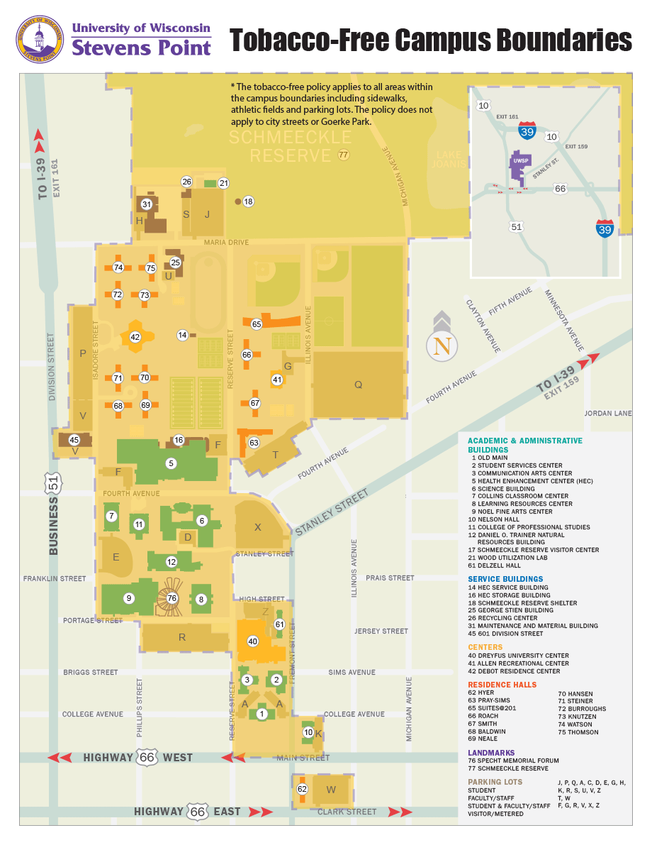 Tobacco-Free Campus Boundaries Map