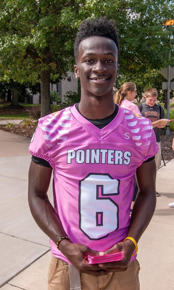 UW-Stevens Point football Pink Game jerseys