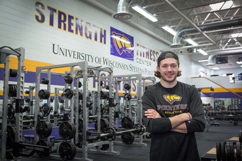 UW-Stevens Point student-athlete Evan Dixon at the Strength Fitness Center